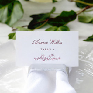 Vintage Floral Dark Wine Red Wedding Escort Cards