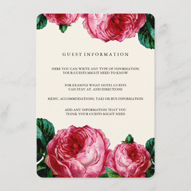 VINTAGE FLORAL DECOUPAGE WEDDING INSERT CARD (Front)