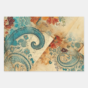 Vintage Floral Decoupage Wrapping Paper Sheet