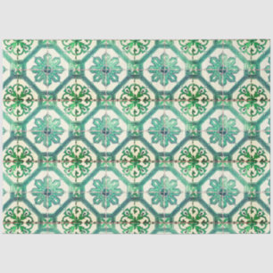 Vintage Floral Delft Green Tile Decoupage Tissue P Paper