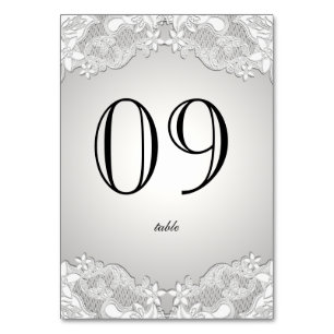 Vintage Floral Design Silver Grey Table Number