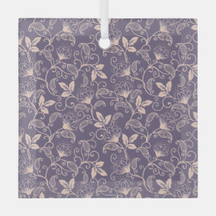 Vintage Floral Design with Swirling Vines Glass Tree Decoration