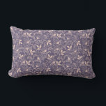 Vintage Floral Design with Swirling Vines Lumbar Cushion<br><div class="desc">Floral pattern with beige flowers and leaves on a purple background. The design features swirling vines, creating an elegant and vintage aesthetic.</div>