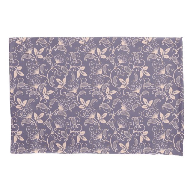 Vintage Floral Design with Swirling Vines Pillowcase (Front-Left)