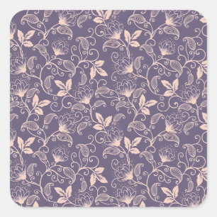 Vintage Floral Design with Swirling Vines Square Sticker