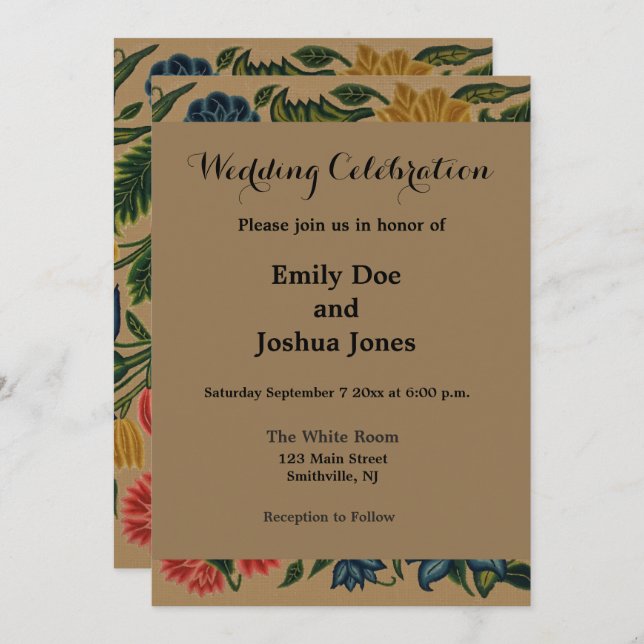 Vintage Floral Designer Garden Artwork Invitation (Front/Back)
