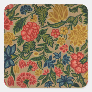 Vintage Floral Designer Garden Artwork Square Sticker