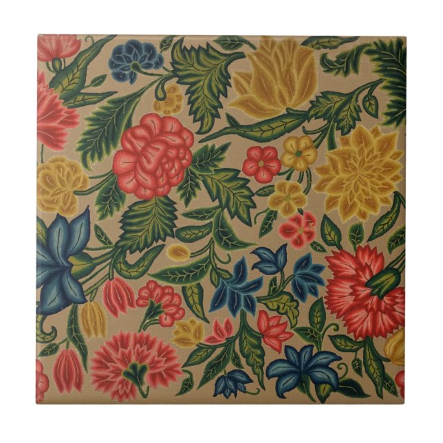 Vintage Floral Designer Garden Artwork Tile (Front)