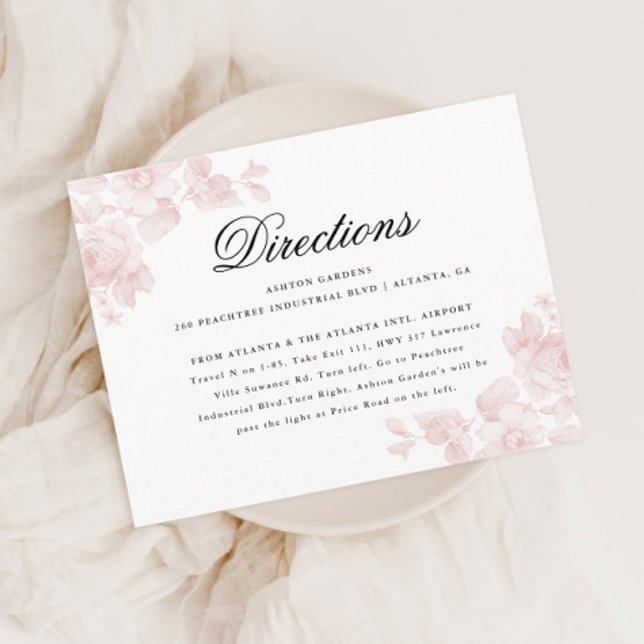 Vintage floral | Directions card (Vintage rose wedding directions enclosure cards.)