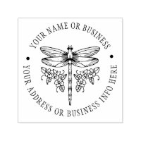 Vintage Floral Dragonfly Name and Return Address