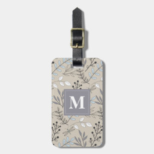 Vintage Floral DragonFly Pattern Monogram Luggage Tag