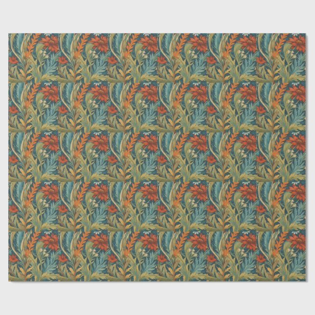 vintage Floral Dream Wildflower art Wrapping Paper (Flat)