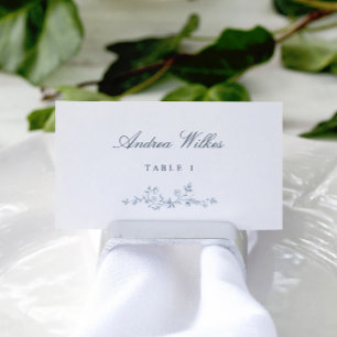 Vintage Floral Dusty Blue Wedding Escort Cards