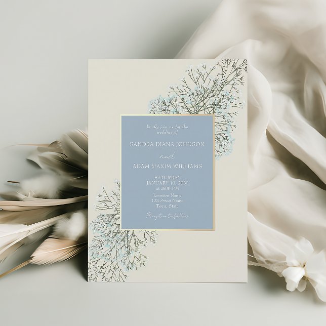 Vintage Floral Dusty Blue Wedding Invitation (Creator Uploaded)
