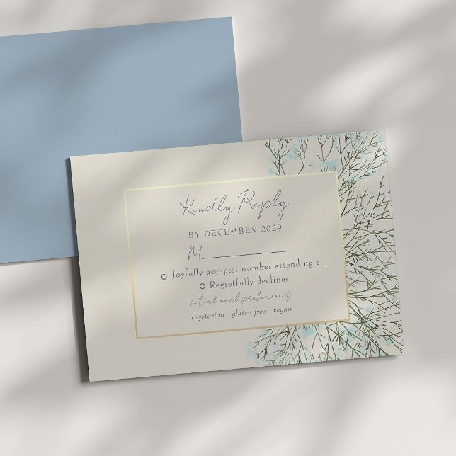 Vintage Floral Dusty Blue Wedding RSVP Card (Creator Uploaded)