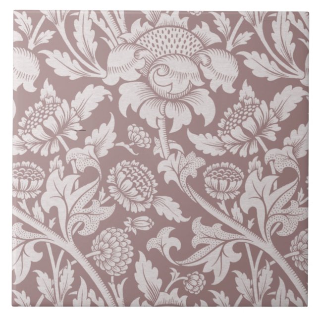 Vintage floral dusty rose pink tile (Front)