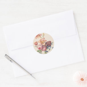Vintage Floral Dutch Fine Art Watercolor Bouquet Classic Round Sticker