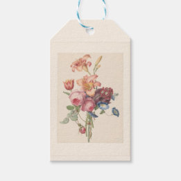 Vintage Floral Dutch Fine Art Watercolor Bouquet  Gift Tags