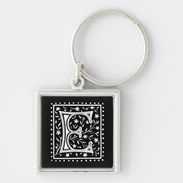 Vintage Floral 'E' Monogram - Keychain (Front)