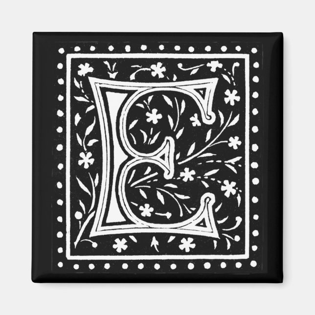 Vintage Floral 'E' Monogram - Magnet (Front)