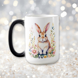 Vintage Floral Easter Bunny Personalised Magic Mug