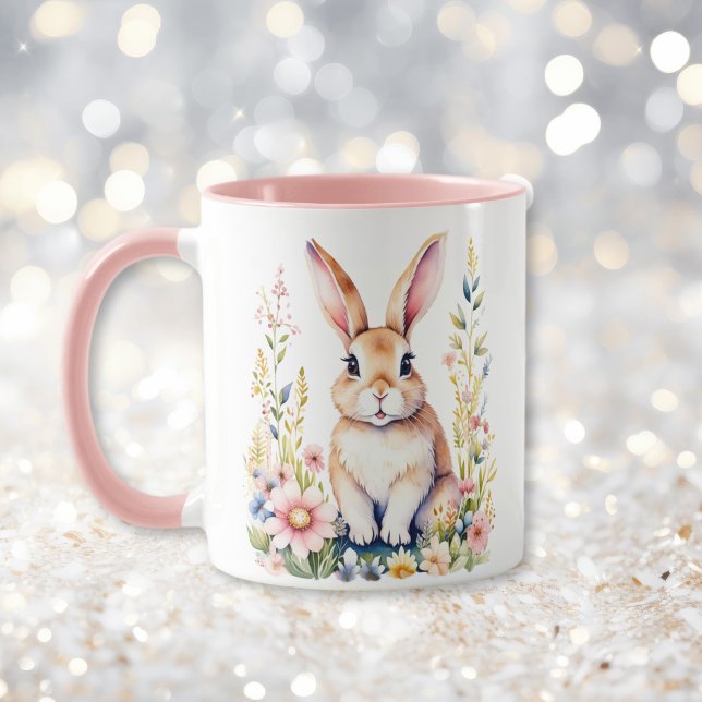 Vintage Floral Easter Bunny Personalised Mug (Creator Uploaded)