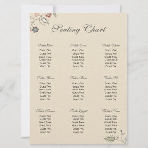 Vintage Floral Edging Seating Chart Invitation