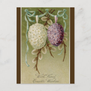 Vintage Floral Egg Easter Wishes Postcard