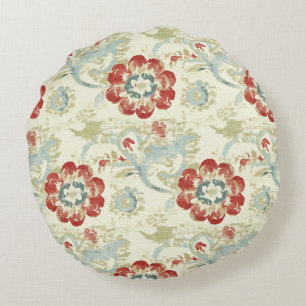 Vintage Floral Elegance Round Cushion