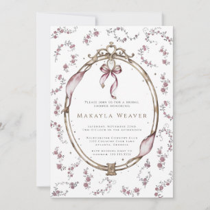 Vintage Floral Elegant Antique Frame Bridal Shower Invitation