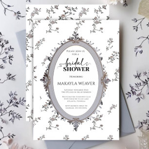 Vintage Floral Elegant Antique Frame Bridal Shower Invitation