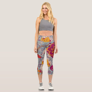 Vintage Floral Elegant Background Capri Leggings