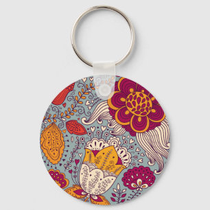 Vintage Floral Elegant Background Key Ring