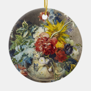 Vintage Floral Elegant Botanical Garden Painting Ceramic Tree Decoration