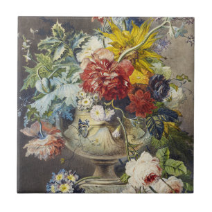Vintage Floral Elegant Botanical Garden Painting Tile