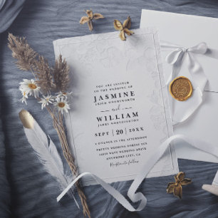 Vintage Floral Elegant Ornate Embossing Wedding Invitation