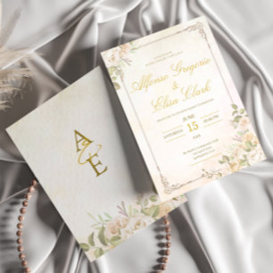 Vintage Floral Elegant Watercolor Boho Wedding Invitation
