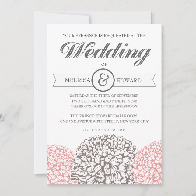 Vintage Floral Elegant Wedding Invitation (Front)