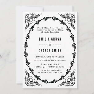 Vintage Floral Elegant Wedding Invitation