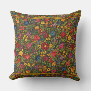 Vintage Floral Embroidered Carpet Pattern Cushion