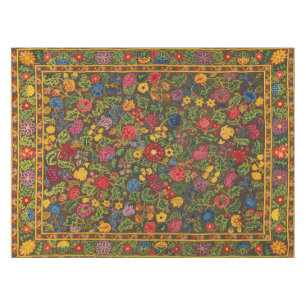 Vintage floral embroidered carpet, Vivid colours Tablecloth
