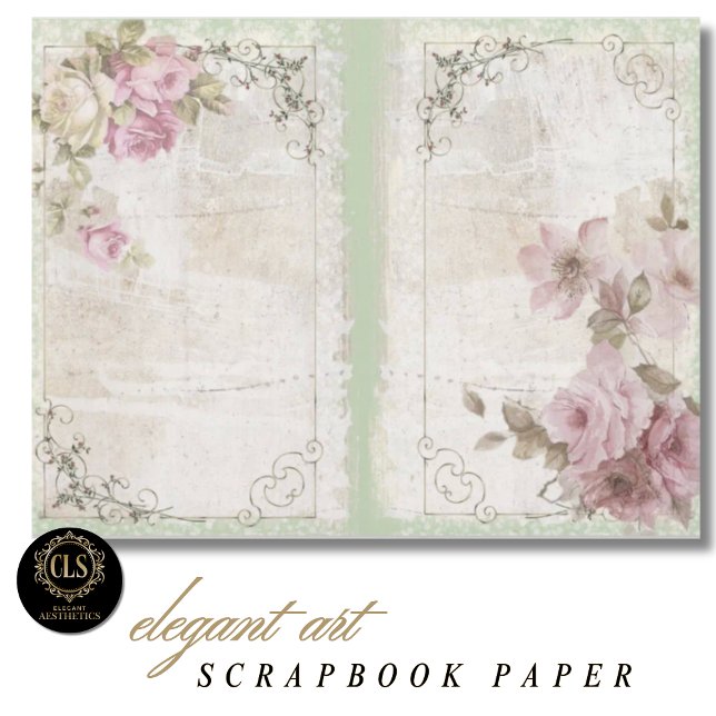 Vintage Floral Ephemera #4 Scrapbook Paper  (Decoupage Paper – Vintage Floral Ephemera 4)