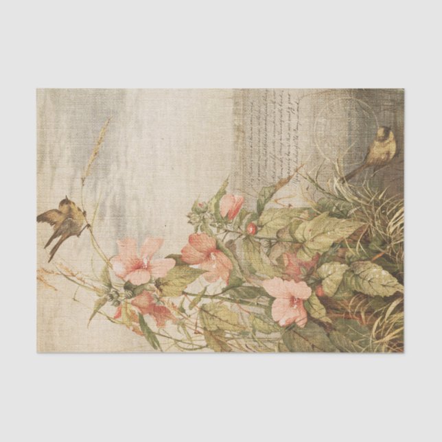 Vintage Floral Ephemera Tissue Paper (Front)