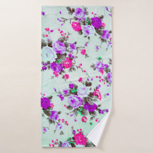 Vintage floral fabric, Fragment of colourful retr Bath Towel