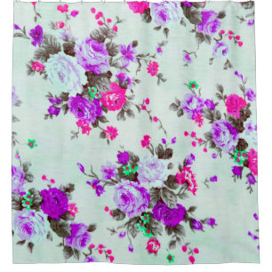 Vintage floral fabric, Fragment of colourful retr Shower Curtain