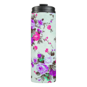 Vintage floral fabric,  Fragment of colourful retr Thermal Tumbler