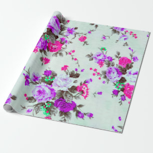 Vintage floral fabric,  Fragment of colourful retr Wrapping Paper