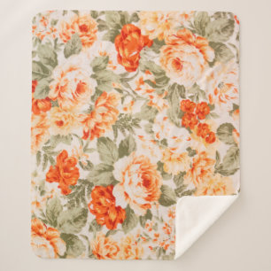 Vintage floral fabric sherpa blanket