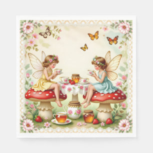Vintage floral fairy picnic garden napkin
