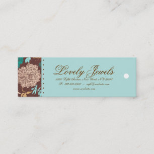 Vintage Floral Fashion Clothing Blue Brown Cream Mini Business Card
